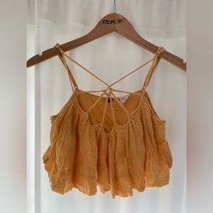 Free People One FP orange crop top flowy tank strappy women’s XS shirt summer